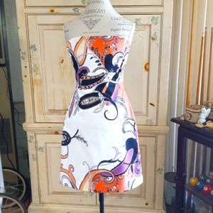 Tahari Strapless Paisley Print Dress